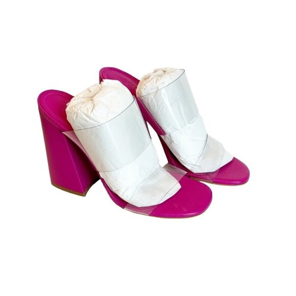 Schutz Women's Victorie High Block PVC Pink Heels Clear Size 6.5 NWOB - Picture 2 of 6